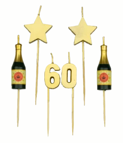 Kaarsjes 60 Jaar Champagne 17,5cm