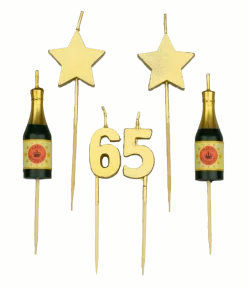 Kaarsjes 65 Jaar Champagne 17,5cm
