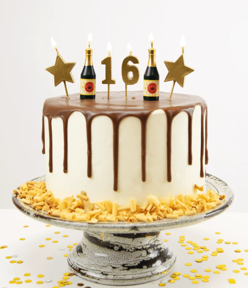 Kaarsjes 16 Jaar Champagne 17,5cm