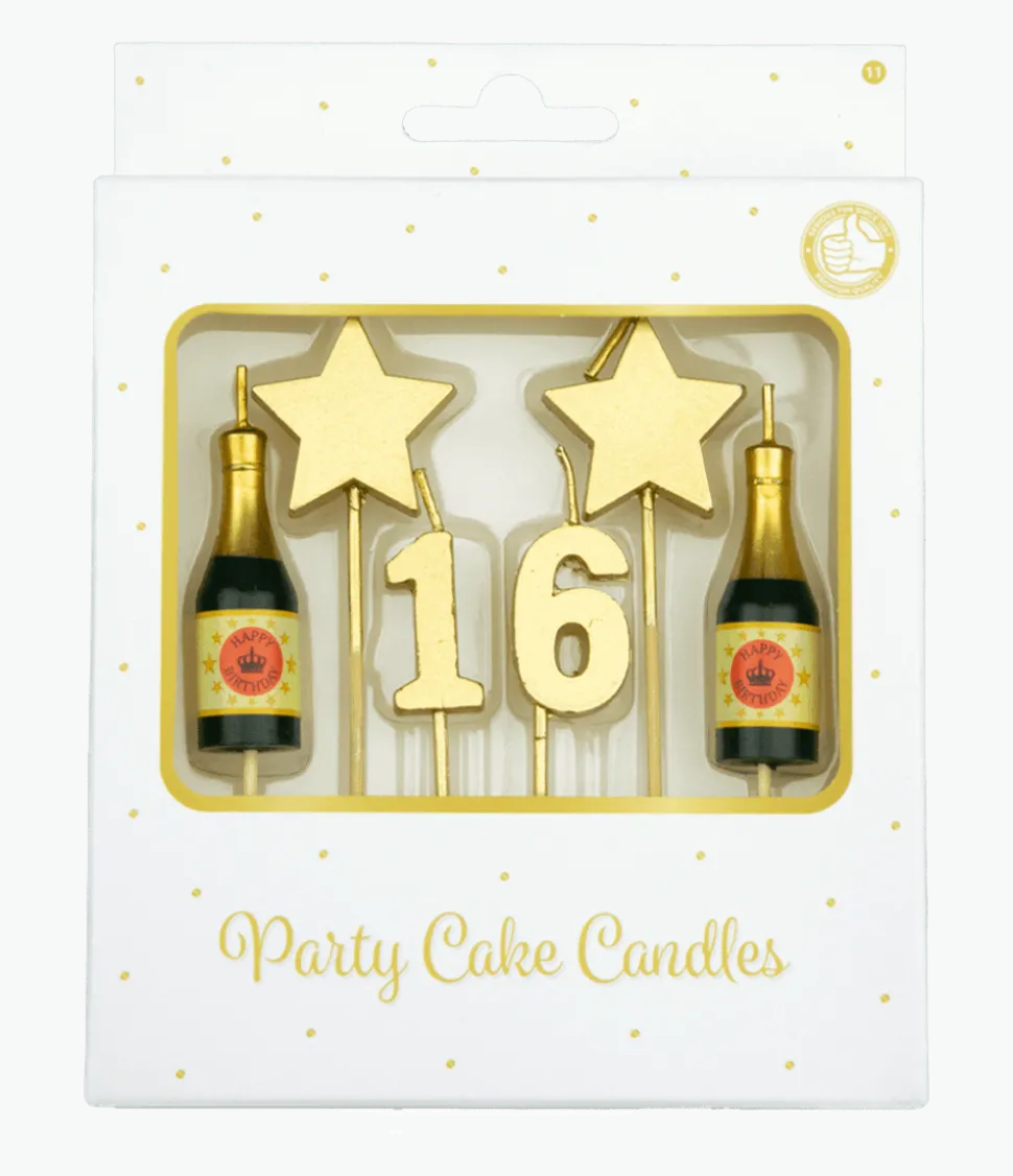 Kaarsjes 16 Jaar Champagne 17,5cm