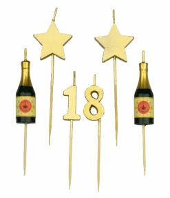 Kaarsjes 18 Jaar Champagne 17,5cm