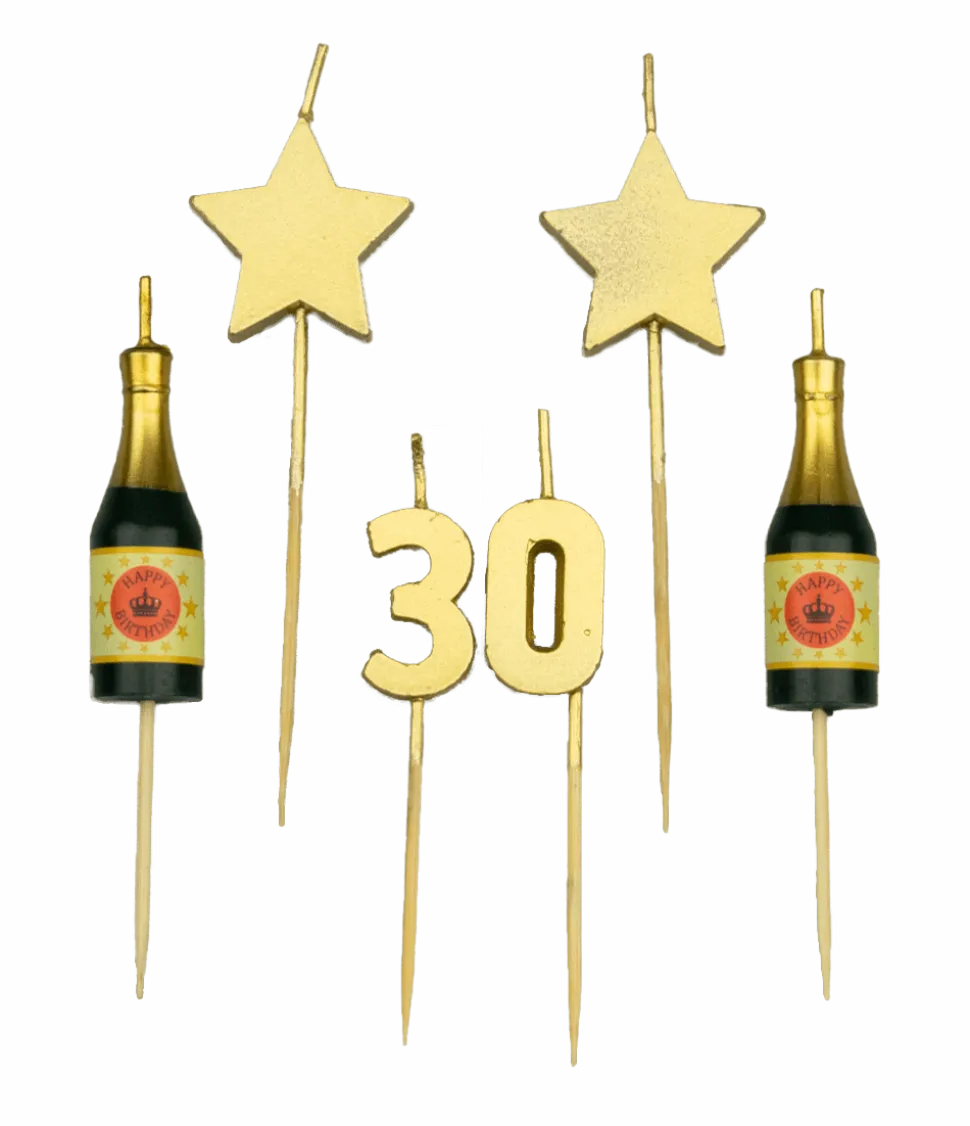 Kaarsjes 30 Jaar Champagne 17,5cm