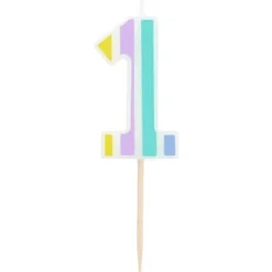 Kaars Pastel Cijfer 1 Meerkleurig