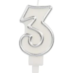 Kaars Simply Chique Silver Cijfer 3