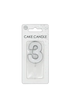 3 Kaars Zilver Metallic 4,5cm
