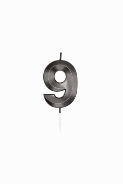 9 Kaars Zwart Metallic 6cm