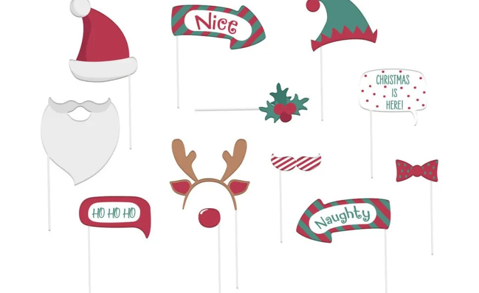 Kerst Photobooth Props 12st