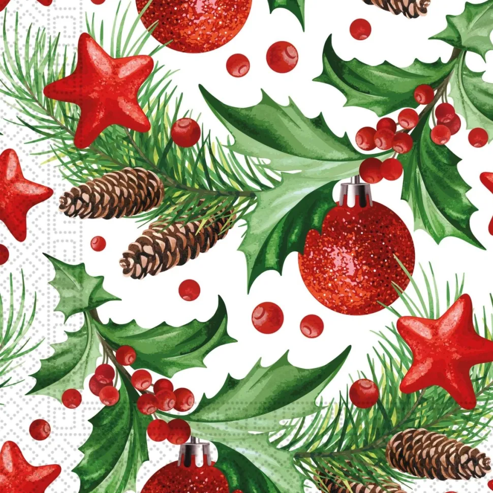 Kerst Servetten Hulst 33cm 20st