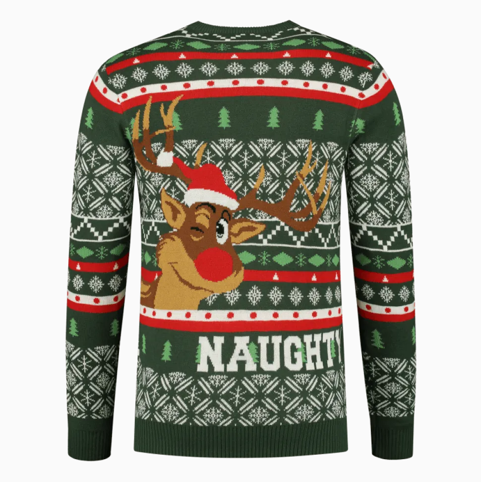 Kerst Trui Heren Naughty Or Nice Rudolph