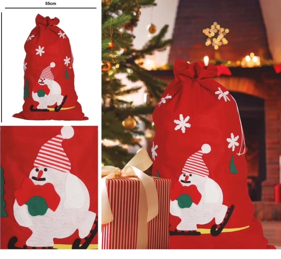 Kerstzak Sneeuwpop 85cm