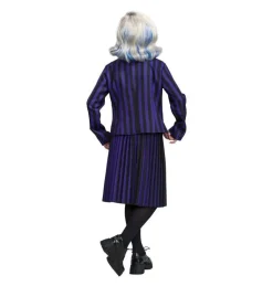 Kostuum Wednesday School Uniform Zwart/Paars Kind