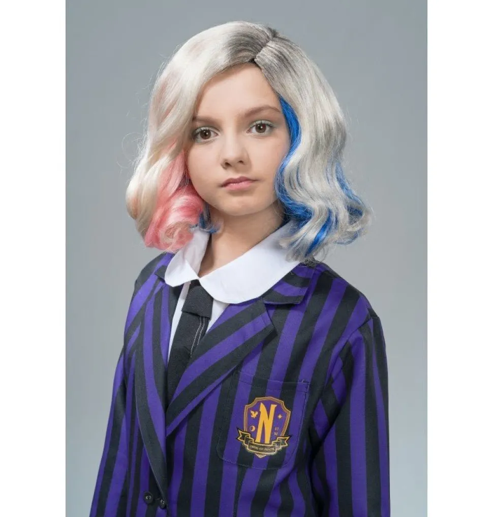 Kostuum Wednesday School Uniform Zwart/Paars Kind