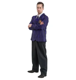 Kostuum Wednesday School Uniform Zwart/Paars Heren