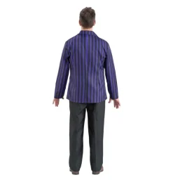 Kostuum Wednesday School Uniform Zwart/Paars Heren
