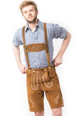 Lederhose Leer Kort Bruin en Bretels