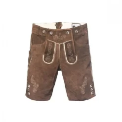 Lederhose Leer Kort Donkerbruin en Bretels