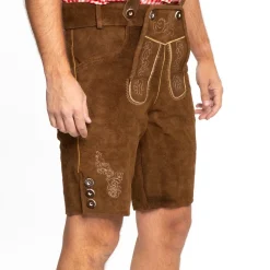 Lederhose Leer Kort Donkerbruin en Bretels