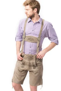 Lederhose Leer Kort Lichtbruin en Riem