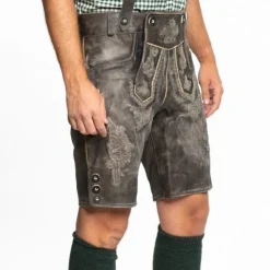 Lederhose Leer Kort Retro en Bretels