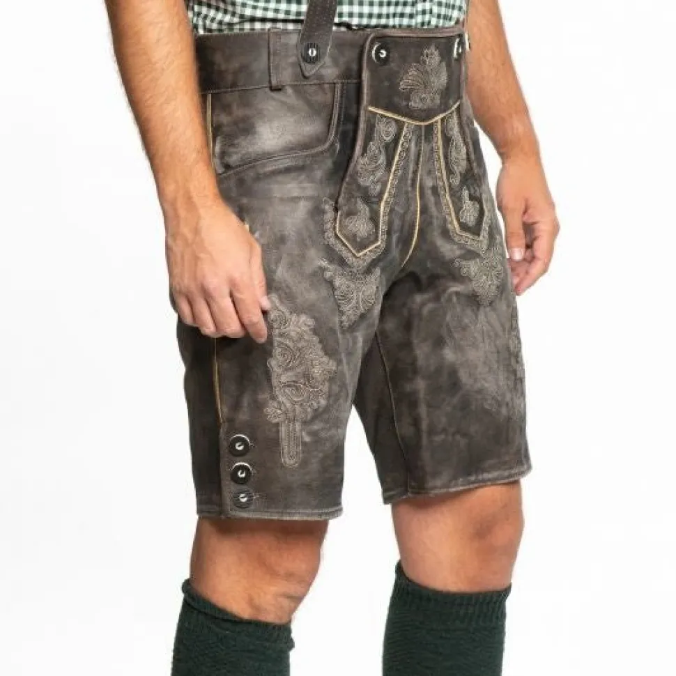 Lederhose Leer Kort Retro en Bretels