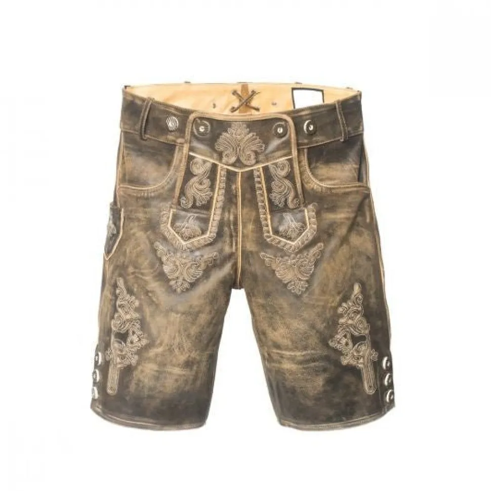 Lederhose Leer Kort Retro en Bretels