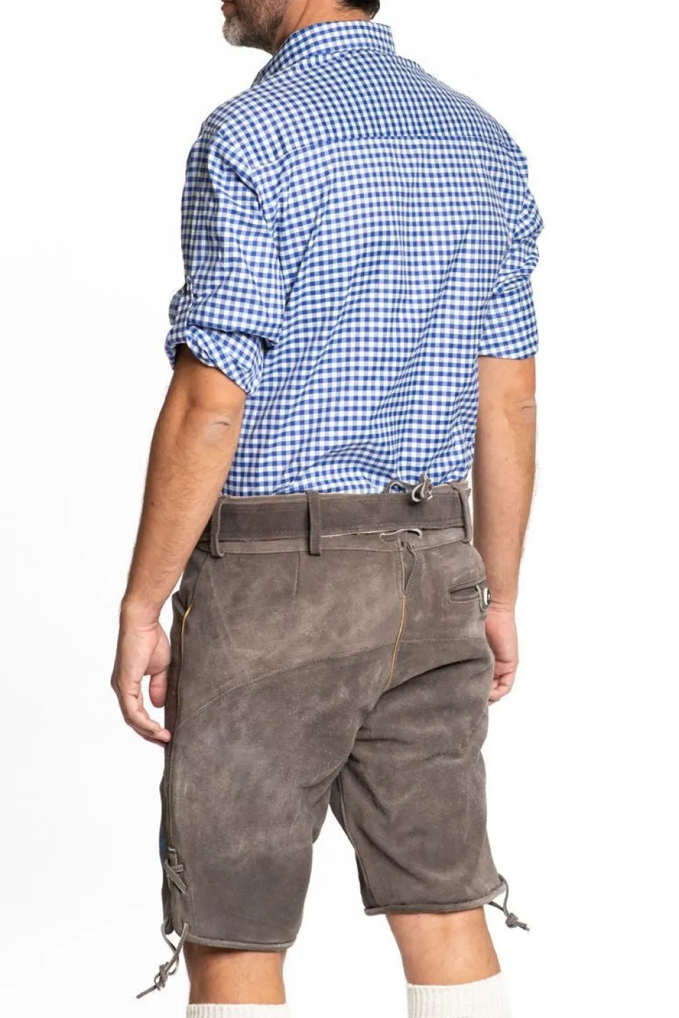 Lederhose Leer Kort Schaduw Blauw en Riem