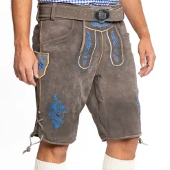 Lederhose Leer Kort Schaduw Blauw en Riem