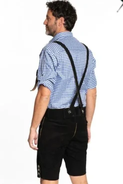Lederhose Leer Kort Zwart en Bretels