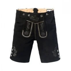 Lederhose Leer Kort Zwart en Bretels