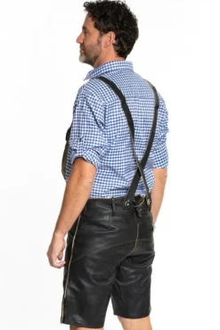 Lederhose Leer Kort Zwart en Riem
