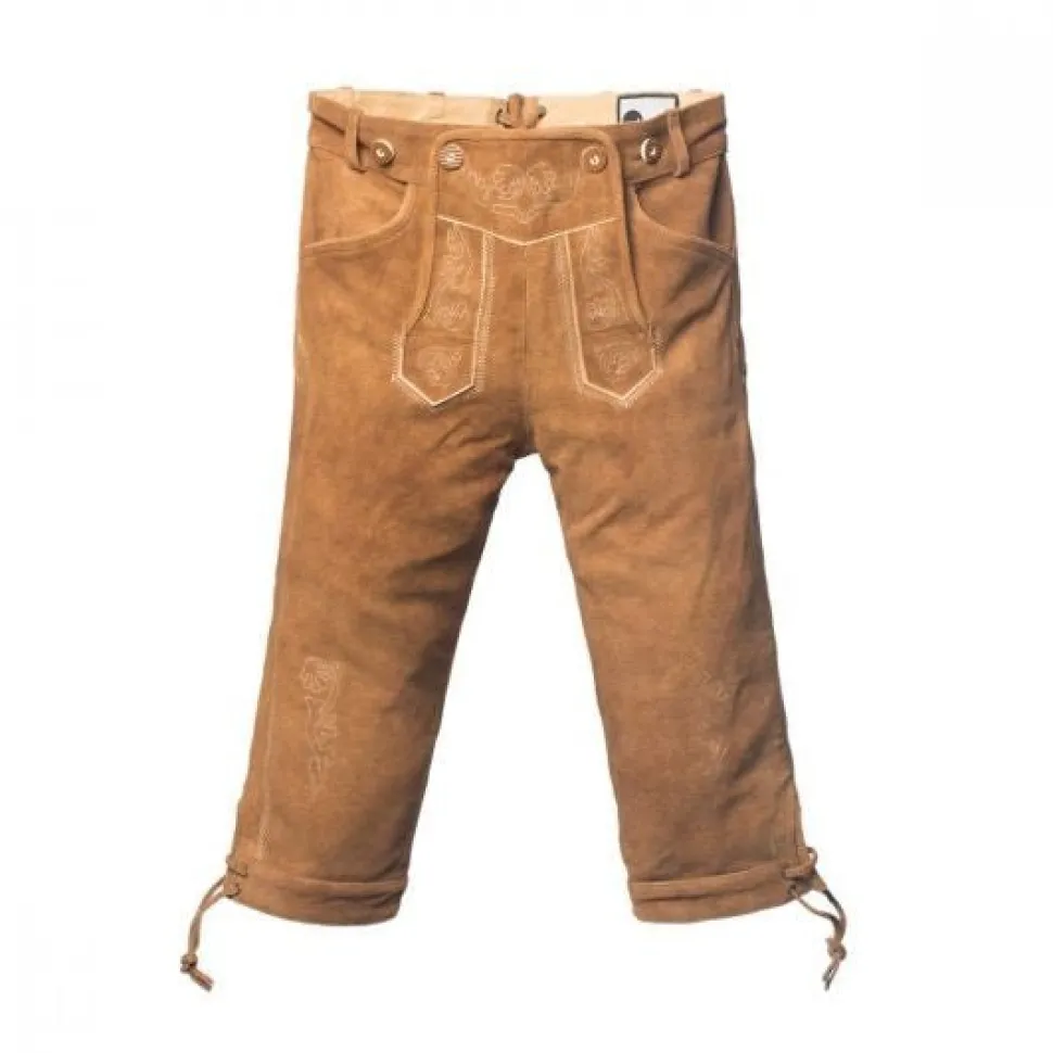 Lederhose Leer Lang Bruin en Bretels