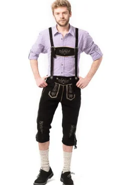 Lederhose Leer Lang Zwart en Bretels