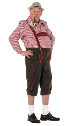 Lederhose Zwart Rood Heren