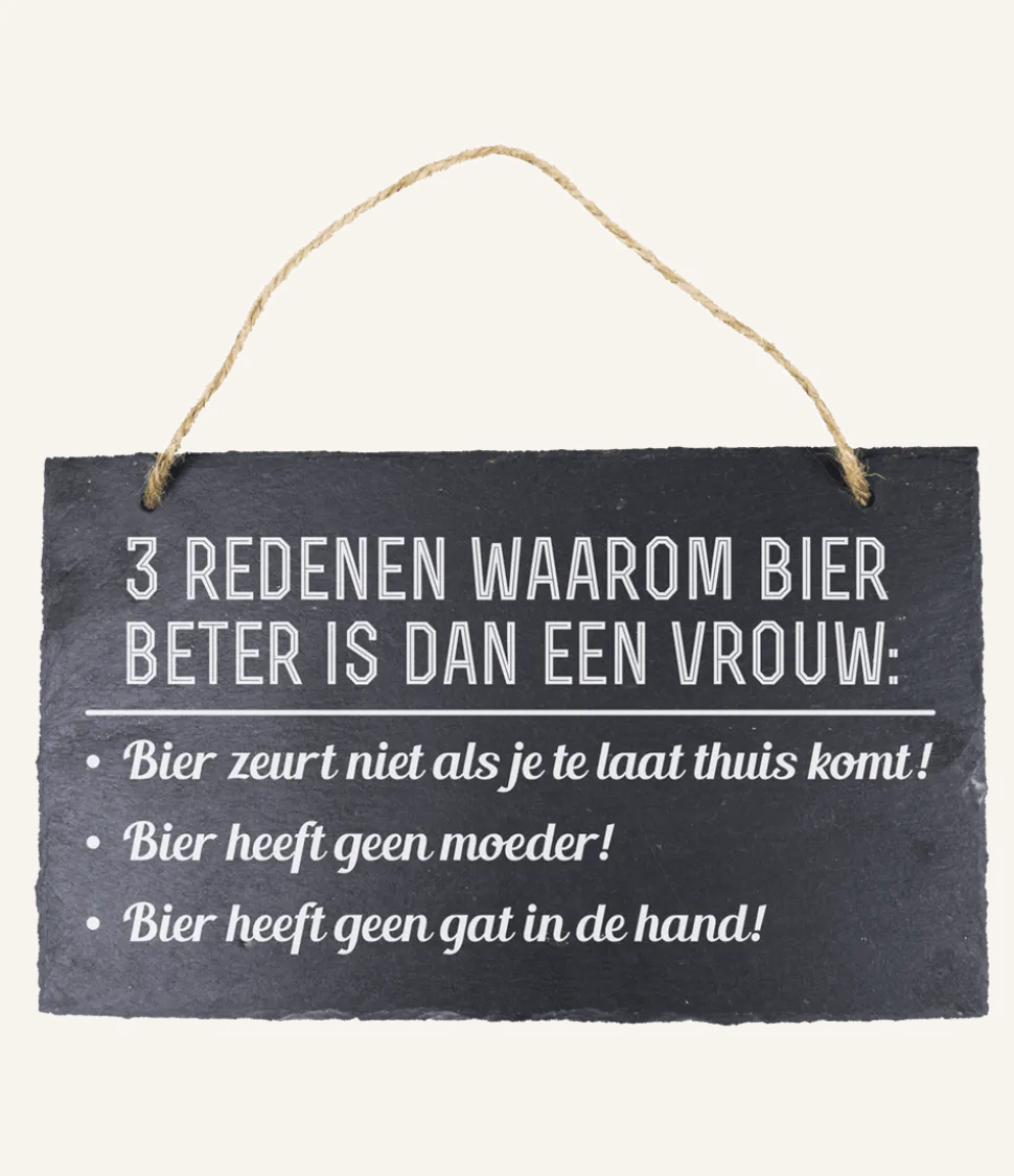 Leisteen Bordje Bier 25cm