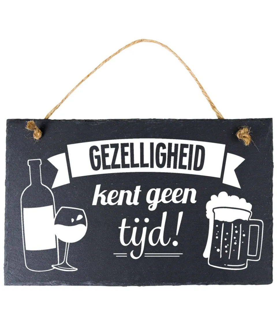 Leisteen Bordje Gezelligheid 25cm