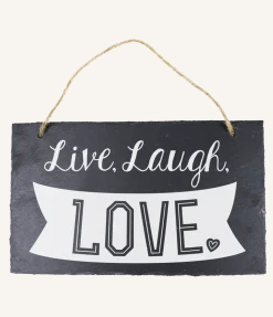Leisteen Bordje Live, Laugh, Love 25cm