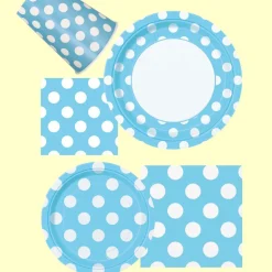 Lichtblauwe Popcorn Bakjes Witte Stippen 13,7cm 8st