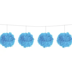 Lichtblauwe Slinger Pompon 12cm 3m