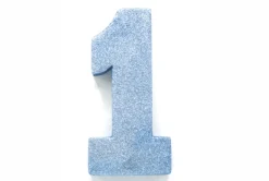 Lichtblauw Tafeldecoratie Cijfer 1 Glitter 20,5cm