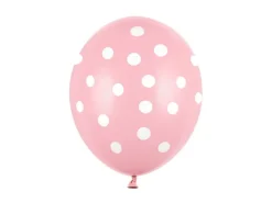 Lichtroze Ballonnen Witte Stipjes 30cm 6st