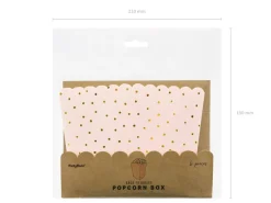 Lichtroze Popcorn Bakjes Gouden Stippen 12,5cm 6st