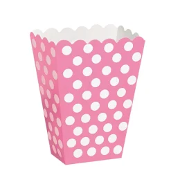 Lichtroze Popcorn Bakjes Witte Stippen 13,7cm 8st