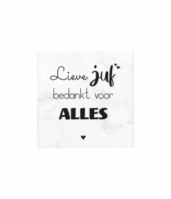 Lieve Juf Marmeren Onderzetters 10cm