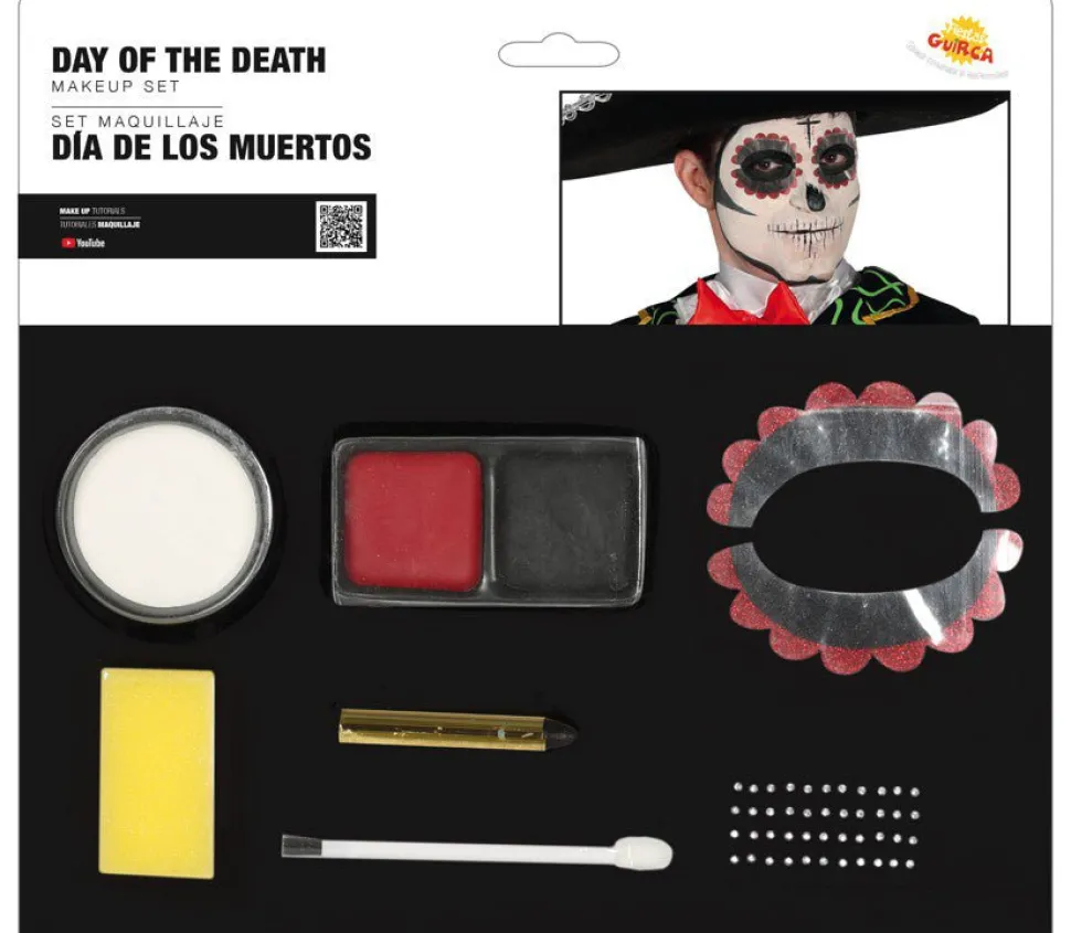 Make-Up Set Day Of The Dead Zwart Rood 8 delig