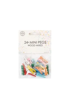 Mini Knijpers Hout Gemixt 24st