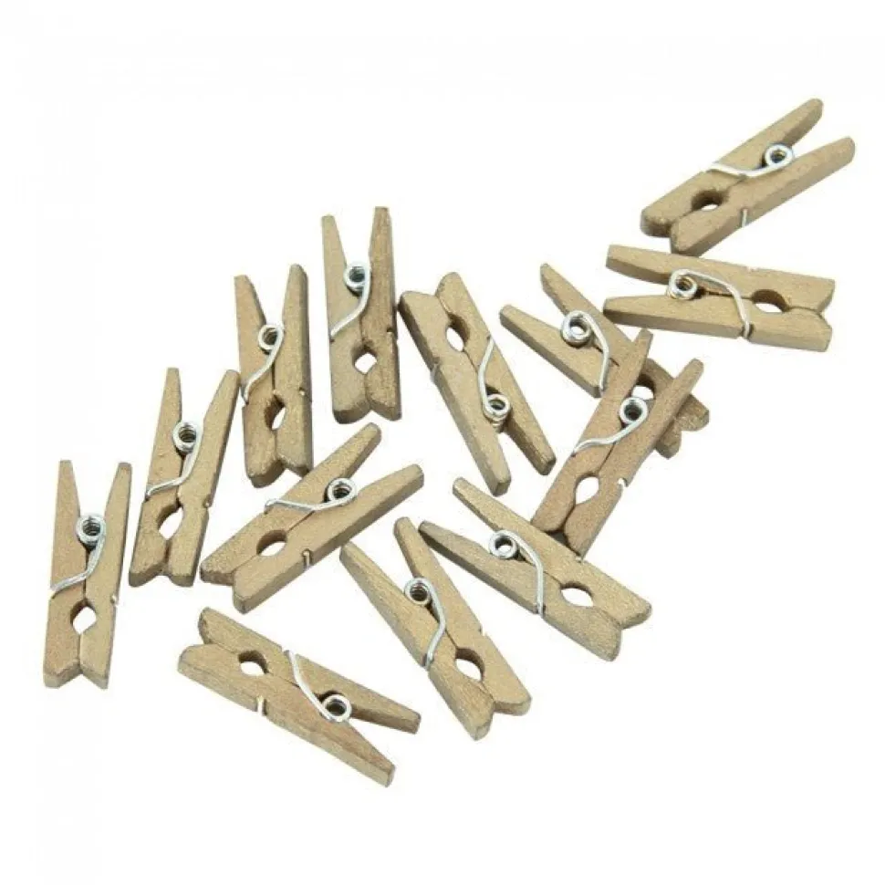 Mini Knijpers Hout Goud 24st