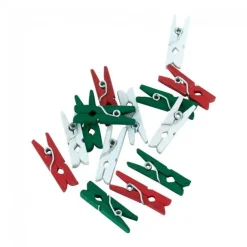 Mini Knijpers Hout Rood Wit Groen 24st