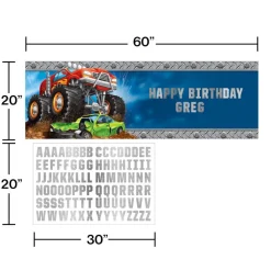 Monster Truck Banner Personaliseerbaar 1,5m
