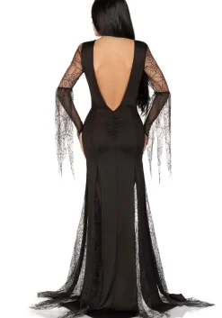 Morticia Jurk Zwart Dames Leg Avenue
