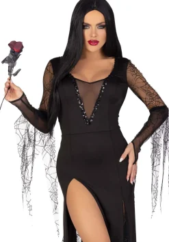 Morticia Jurk Zwart Dames Leg Avenue